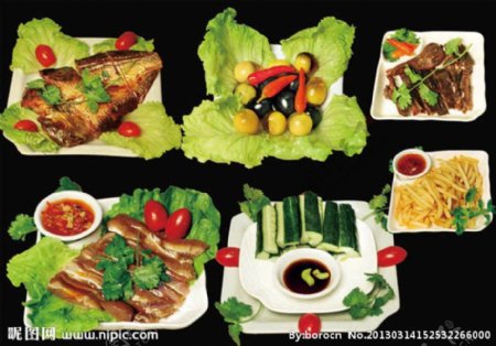 酱板鸭日式青瓜等小吃六样图片