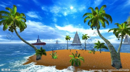 夏日椰岛图片