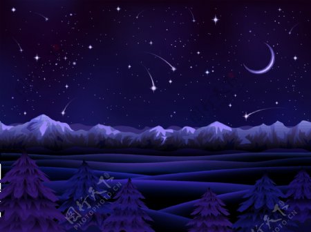 山脉傍晚的夜空图片