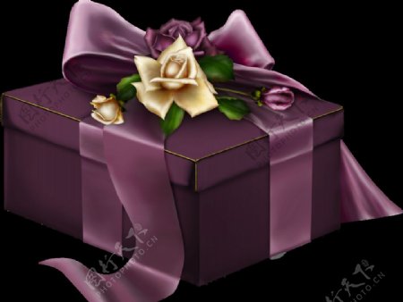 丝带玫瑰花礼物盒图片