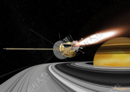 探测器穿越土星光环图片