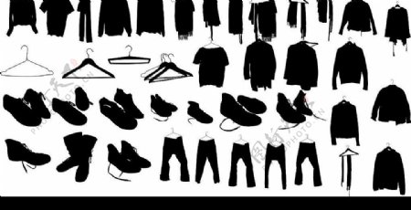 衣服鞋子剪影矢量素材图片