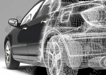 汽车模型布线图三维3D高清图片
