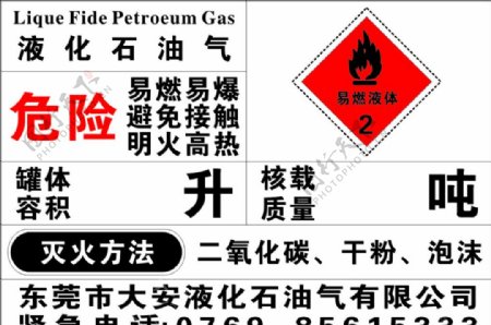 液化石油气危险标示图片
