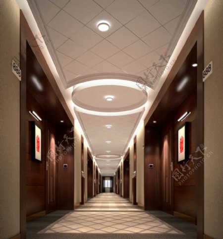 室内设计酒店过道设计高清效果图制作图片