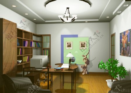 室内设计书房方案图片
