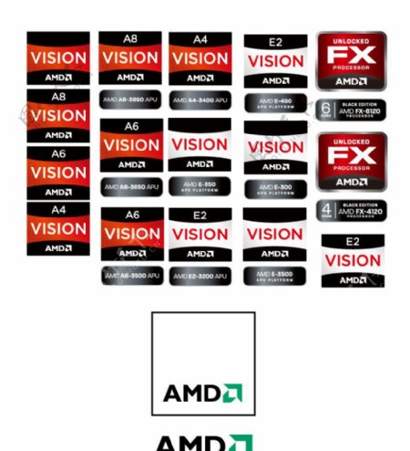 全新AMD系列产品矢量标识图片