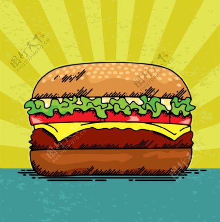卡通美国大汉堡图片