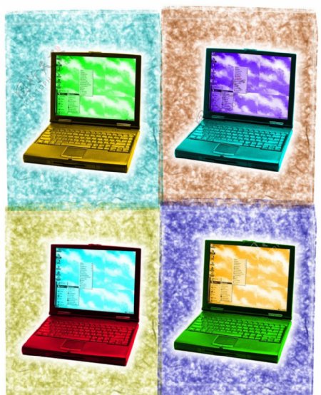 四种颜色笔记本电脑图片