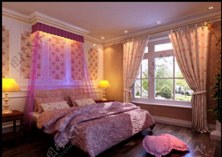 温馨美式卧室模带材质图片