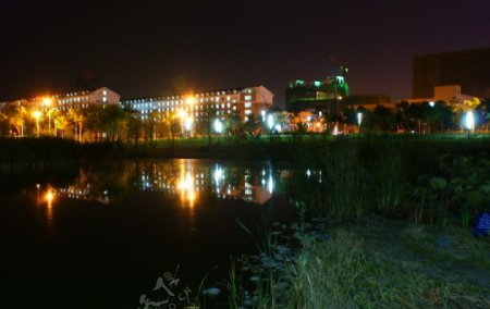校园夜景图片