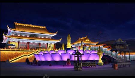 寺庙亮化照明设计图片