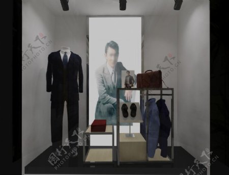 男装服装专卖店橱窗展架图片