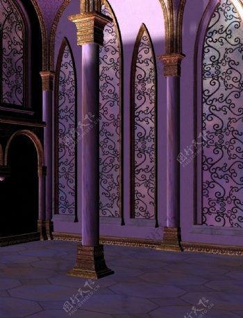 紫色浪漫背景影楼背景石柱图片
