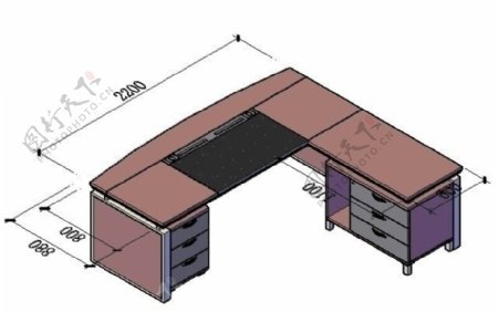 CAD立体班台设计模块图片
