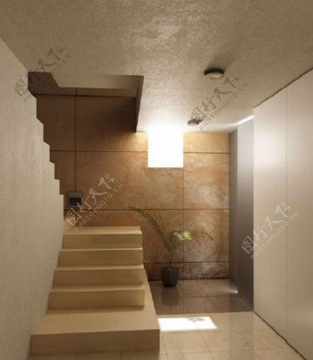 现代家居跃层楼梯场景素材图片