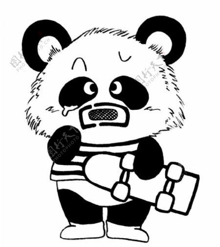 线条熊猫图片