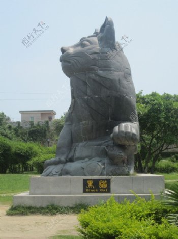 崇武古城黑猫石雕图片