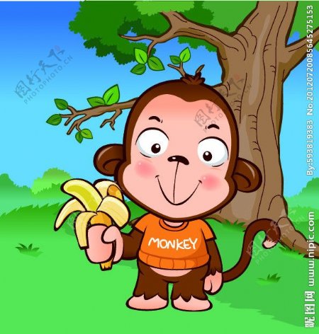 小猴吃香蕉图片