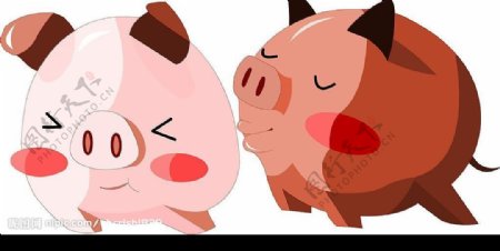 情侣可爱卡通猪图片