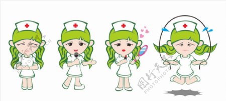 一组卡通护士图片