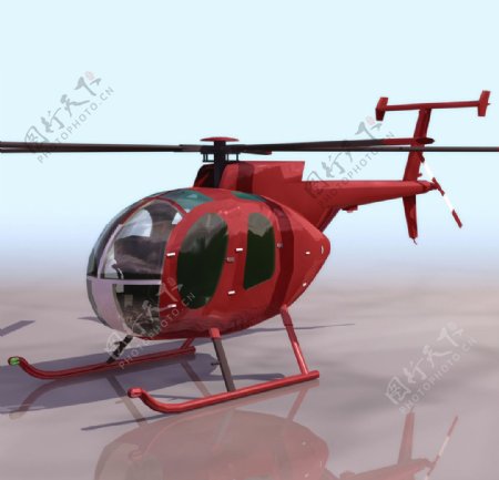 500D轻型直升机3d模型图片