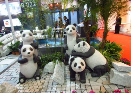 熊猫石雕图片