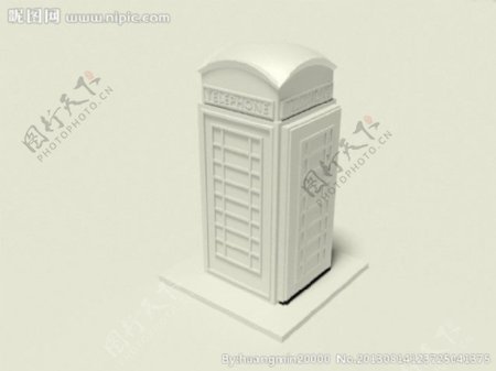 3D英式电话亭模型图片