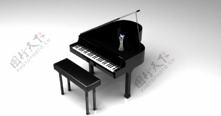 3D黑色钢琴模型图片