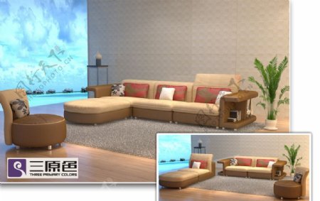 组合性沙发模型图片