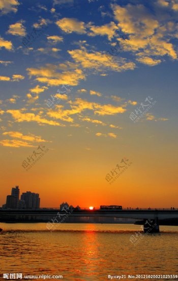 日落广州大桥图片
