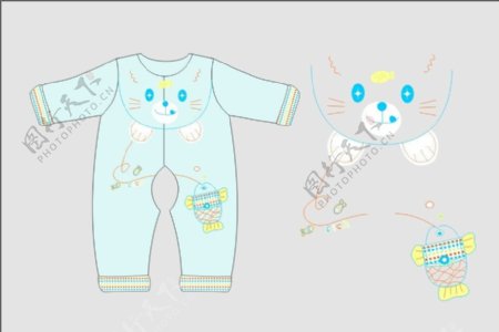 婴儿哈衣服装设计手稿图片