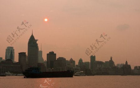 上海黄浦江畔日落图片