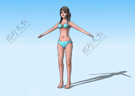 少女站式3D模型图片