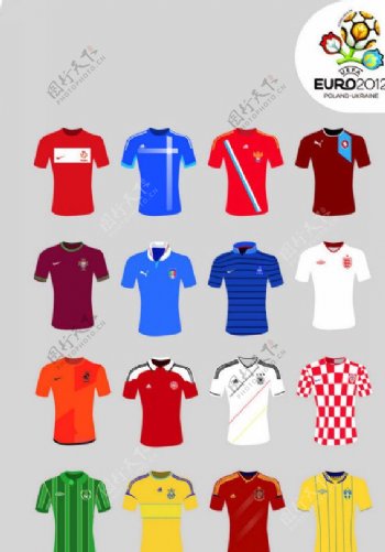 2012欧洲杯16强球衣图片