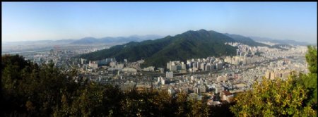 韩国釜山周礼附近城市鸟瞰图片