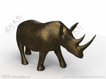 犀牛铜质雕塑图片