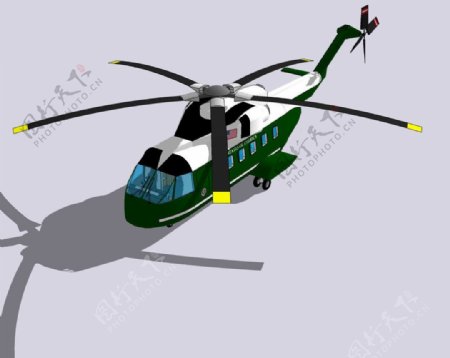 总统直升机精细3D模型图片