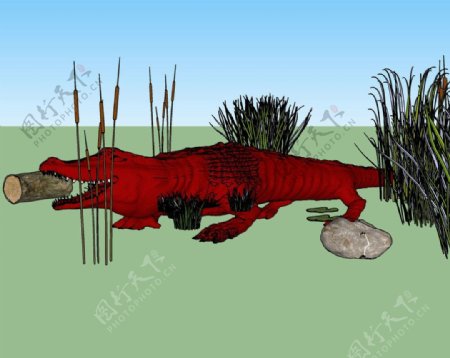红鳄鱼3D模型图片