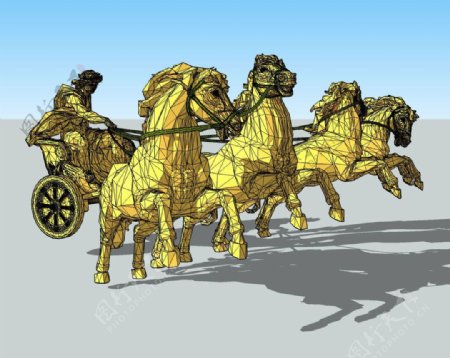 马车精细3D模型图片
