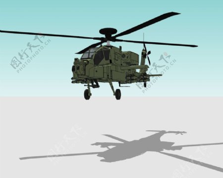 直升机精细3D模型图片