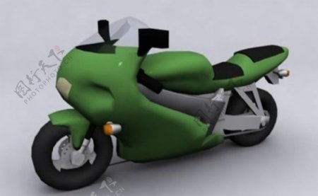 绿色摩托跑车图片