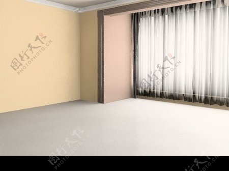 透明窗帘效果图3D图片