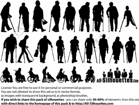 25款残疾人物剪影矢量素材图片