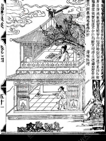 中国传统典故白描作品矢量图图片