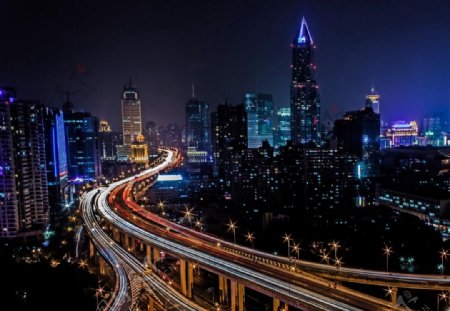 上海延安路高架夜景图片