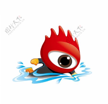 2008北京奥运男子游泳小浪人矢量素材图片