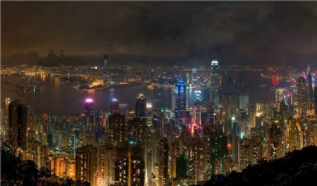 香港维多利亚港夜景图片