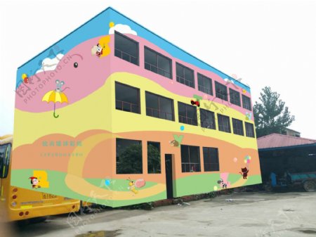 幼儿园外墙绘图片