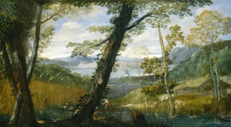 树木风景油画图片